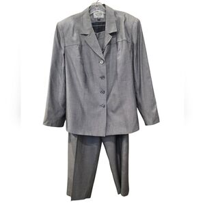 Kasper Women's Metalic Gray Blazer/pant Pantsuit